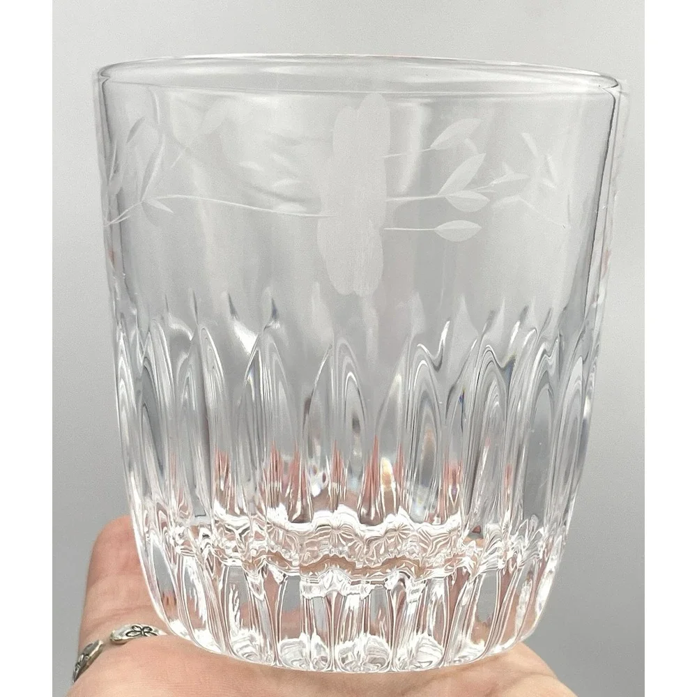 Vintage Princess House Heritage Set Of 2 Old Fashioned Rocks Glasses 10oz Floral